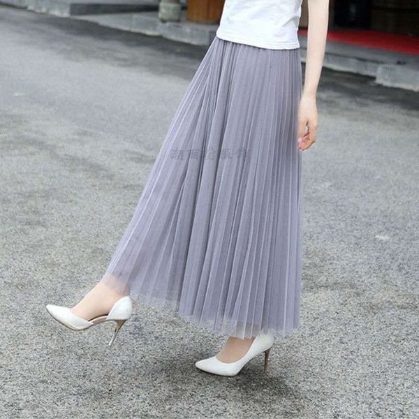 

new womens high waist lace mesh female sweet solid colors a-line skirts pleated skirt casual jupe femme saias outwear 2021 lqx9, Black