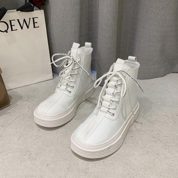 

new autumn/winter thick-soled women's boots fashion trend british wind martin boots muffin leisuer leather women's casual shoes, Black