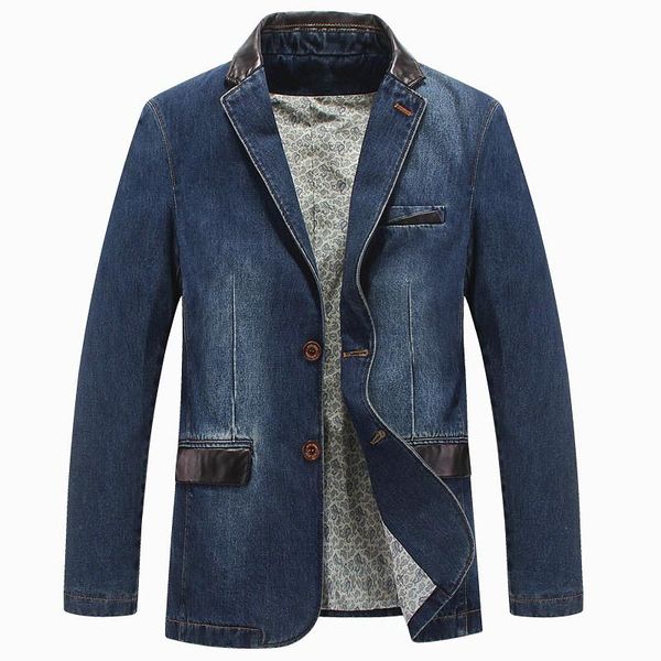 

brand men's denim blazer autumn winter fashion male slim fit casual denim suit blue jacket men blazer coat terno masculino 4xl, White;black