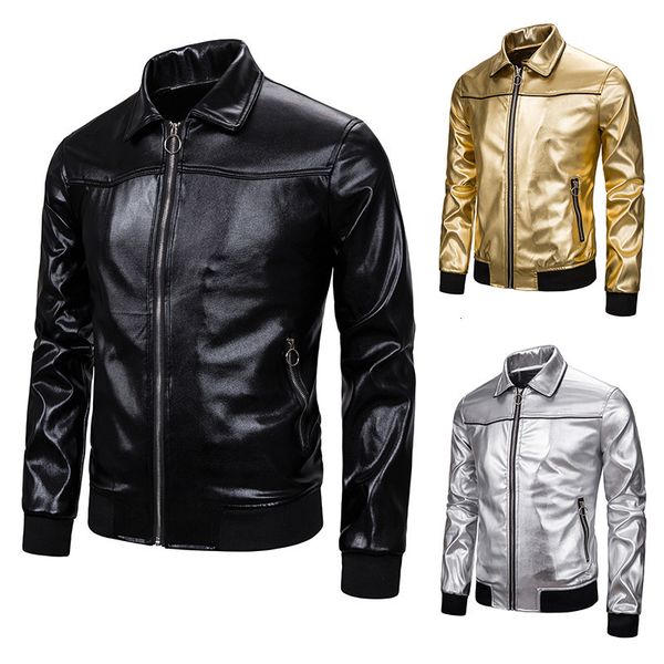 

jackets and coats new bright color for lapel full casual men jacket leather, Black;brown