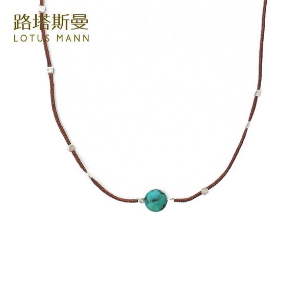 

lotus mann choker turquoise clavicle necklace ring natural peacock lapis niche design, Golden;silver