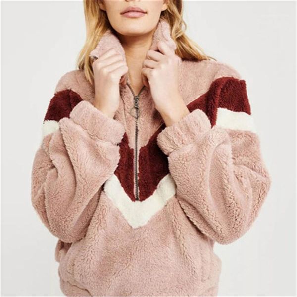 

loose famale clothing designer casual sweatshirt women zipper patchwork hoodies solid color long sleeve fashion crew neck cardigan, Black