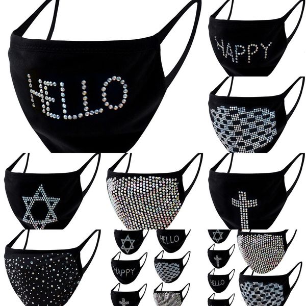 

black rhinestone designer face masks women diamond encrusted sequin decorative facemask christmas dust-proof haze mask in stock 2 ndzes