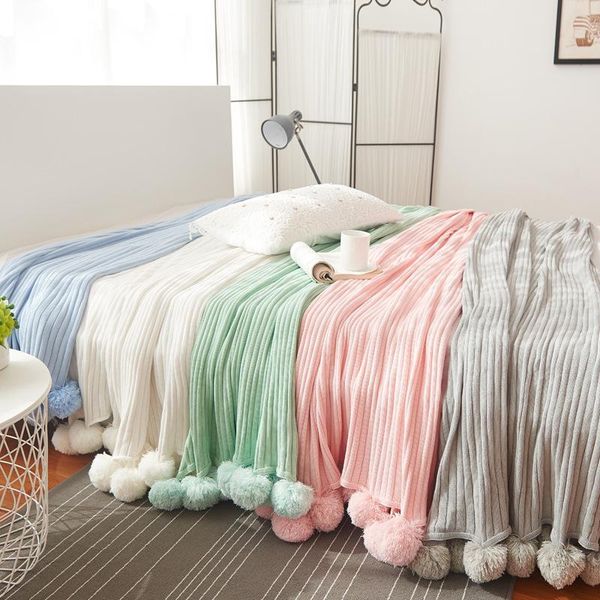 

blankets mylb brand quality cotton pom crochet thread blanket 100*105 150*200cm for babies adults twin size bed kitted throws runners