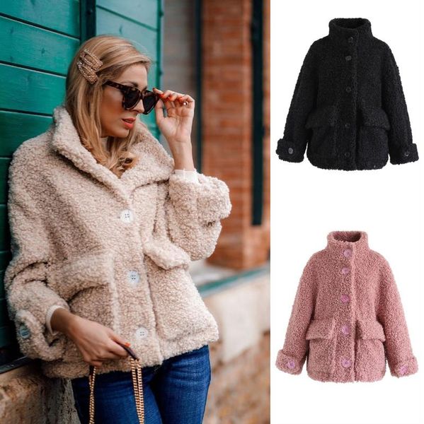 

faux fur teddy coat women 2021 spring loose jackets female casual plus size thick warm coat winter vintage oversize clothes 3xl, Black