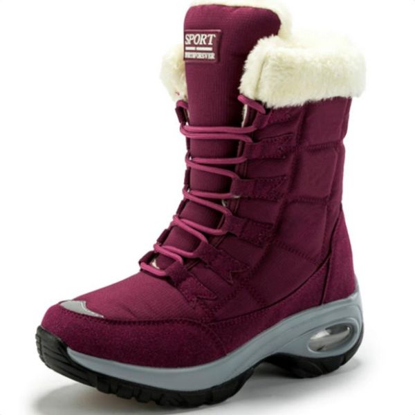 

женщины boots зима теплой платформы wegdes снег кроссовок дама vulcanized водонепроницаемых пинетки chaussures femme плюс размера одежда, Black