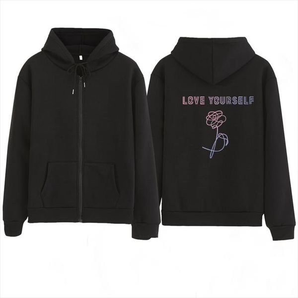 

2020 spotify zip hoodie юнг köök hoodies 97 толстовка любовь себя tear люблю тебя hoody harajuku kpop zip толстовку, Black