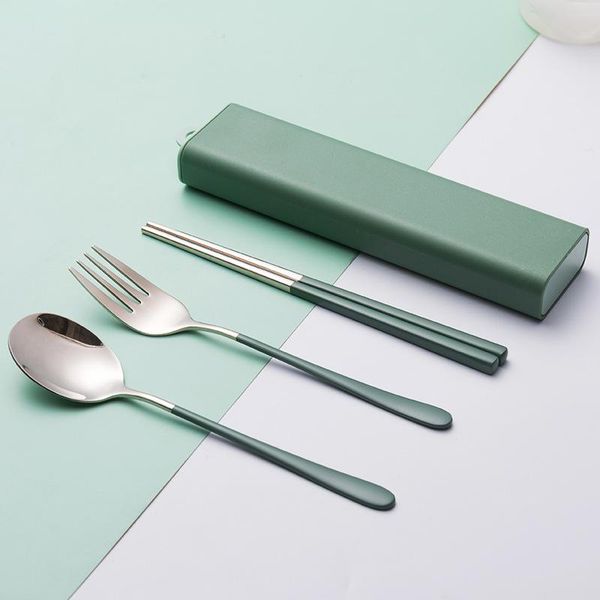 

portable travel tableware set 304 stainless steel spoon and fork set nordic style flatware with box dinner tools for kid school h wmtmhi