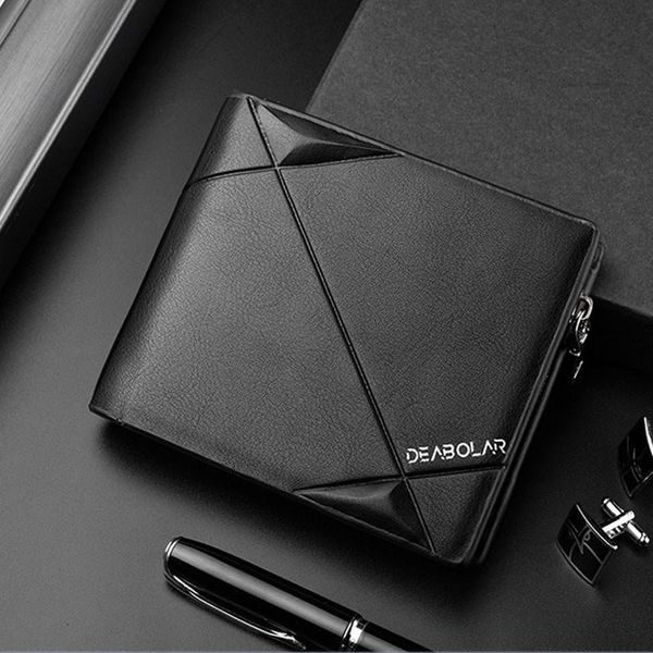 

new style men's wallet 2021 luxury wallet short business thirty percent zipper boys portfel meski men, Red;black