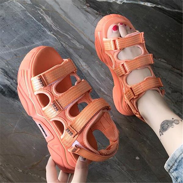 

2021 new women's sports designers five in tall casual shoes purple orange woman breathable crochet chunky sandals pvd9, Black