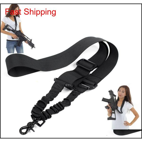 

tactical 1 point rifle gun sling strap system adjustable bungee single point gun sling airsoft metal hook for m4 m16 rifle sun 0wihg