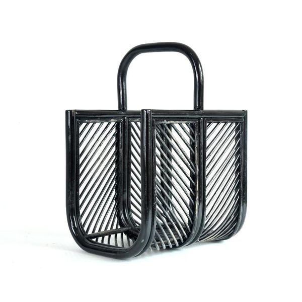 

home office storage rack hand-woven black u-shaped portable storage rack