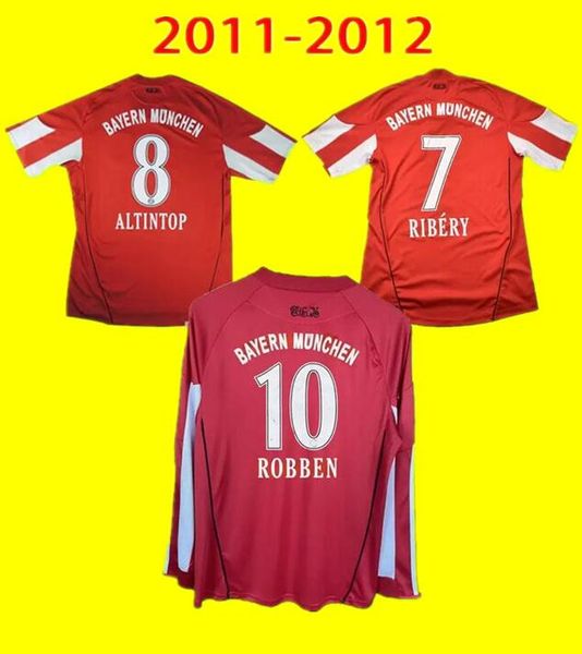 2010 2012 2012 2012 Monaco di calcio retrò di Monaco Robben Ribery Muller Lahm Gomez Kroos Schweinsteiger Petersen Alaba Boateng 10 11 12 camicie da calcio manica lunga