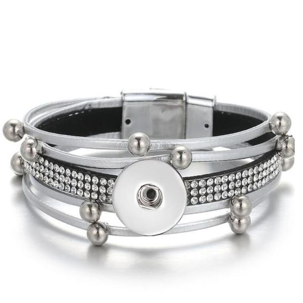 

2020 new snap button jewelry leather 18mm snap button bracelet punk multilayer leather bracelet armband snaps bbyxdm, Golden;silver