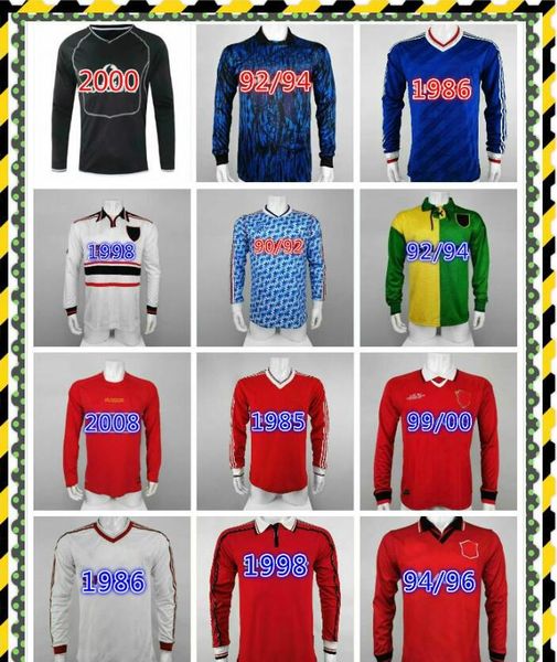 

92 93 cantona giggs keane mens retro long sleeve soccer jerseys 98 99 beckham ronaldo solskjaer scholes ferdinand rooney chicharito, Black;yellow