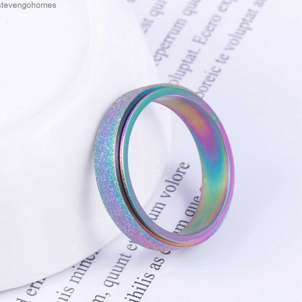 

gold frosted titanium steel colorful ring rose, Silver