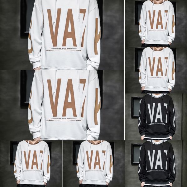 

big print sweater men's hoodie 2020 new spring trend pulloverhoodie pullover korean loose trend pullover men 3ihi3, Black