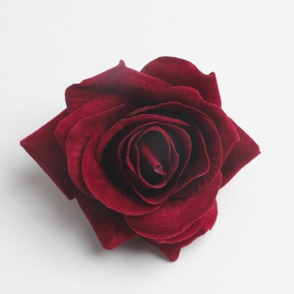 

10 pieces champagne artificial velvet rose flowers head wedding decor1