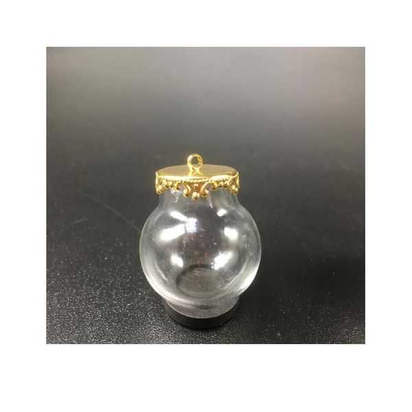 

5sets 25*15mm round transparent glass globes with 5 colors metal crown base tray jewelry necklace vial pendant wishing bbywxw, Black