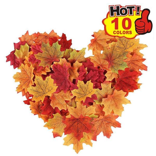 

d-50/100 pcs artificial for christmas decorations home simulation fall leaves for home wedding party decor1