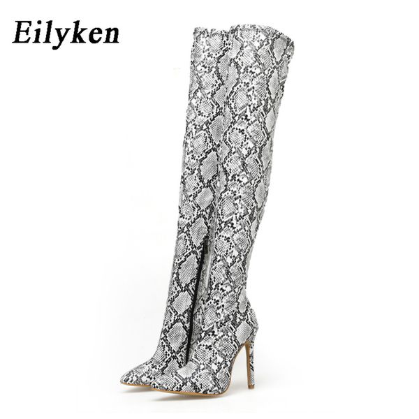 

eilyken 2021 winter over the knee women boots stretch high heel slip on shoes pointed toe woman long boots size 35-43 c0202, Black