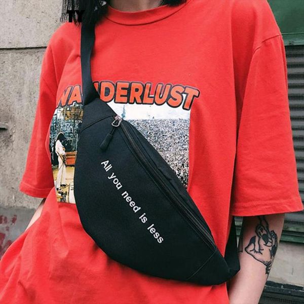 

canvas harajuku style waist bag for women men fanny pack chest packs money belt buik tasje belly bags purse chic pouch