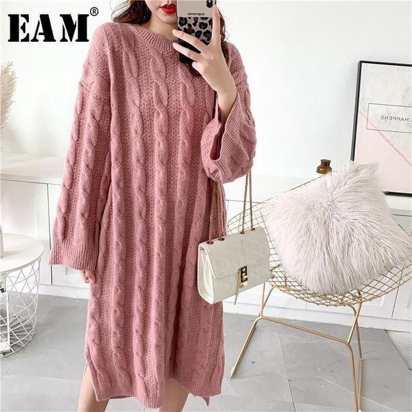 

[eam] big size knitting sweater loose fit round neck long sleeve women pullovers new fashion tide autumn winter 2020 1y179, White;black
