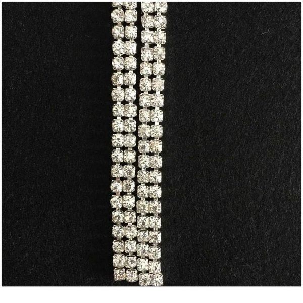 

1yard ss16 clear rhinestone 2-row silver drill chain close chain trims trimming diy sewing/bag/clothing acc bbywpx, Black