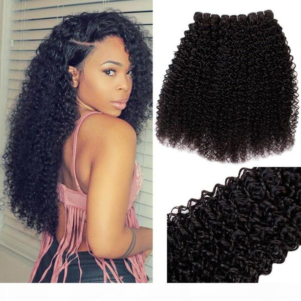 

quality brazilian remy hair 3 bundles kinky curly 100% human hair extensions factory wholsale price unprocessed straight hair weave, Black