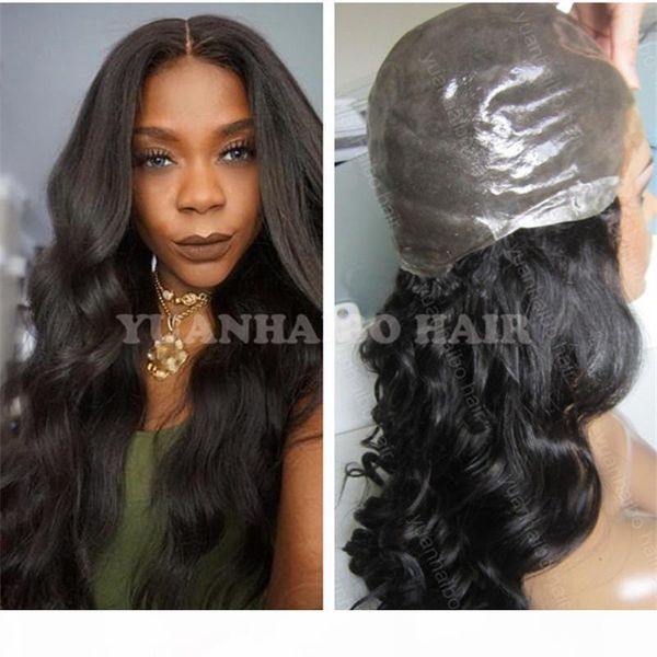 

selling 1b 100 virgin brazilian hair body wave thin skin super pu wig ing, Black;brown