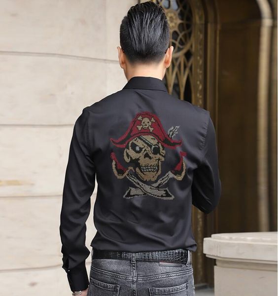 

men's casual shirts drill men shirt long sleeve fashion black and white mens, White;black
