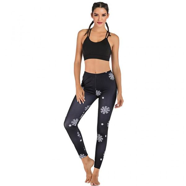 

women christmas printed leggings fitness sport tight pants christmas snowflake print yoga pants sports training, White;red