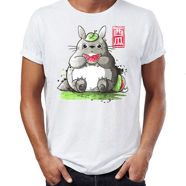 

men's t shirt watercolor totoro eating a watermelon awesome artwork drawing printed tee sport hooded sweatshirt hoodie
