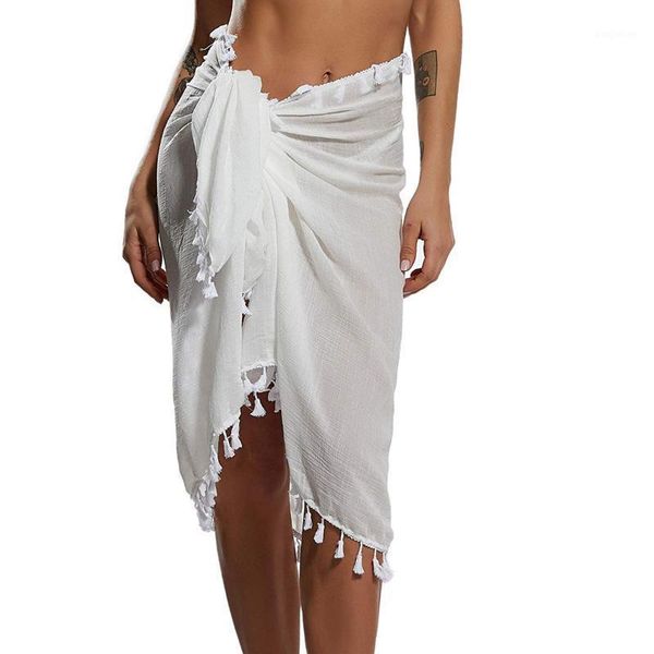

women beach wrap sarong bikini cover up tassel chiffon solid color swimsuit wrap skirts summer swimwear plus size beachwear1, White;black
