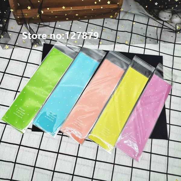 

gift wrap 100pcs 6x20cm long plastic bag candy cookie finger biscuits baking packaging wedding party diy self-adhesive soap bags1
