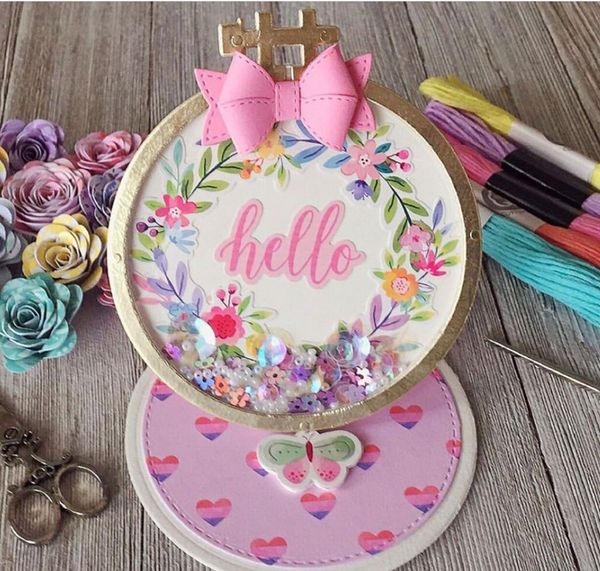 

kscraft embroidery hoop nesting set metal cutting dies stencils for diy scrapbooking/p album decorative embossing paper card q1127