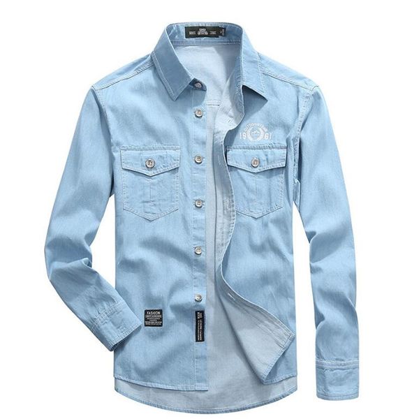 

2021 brien clothes casual male long-sleeve fine fashion thin pants 5xl men's denim shirts iw2y, White