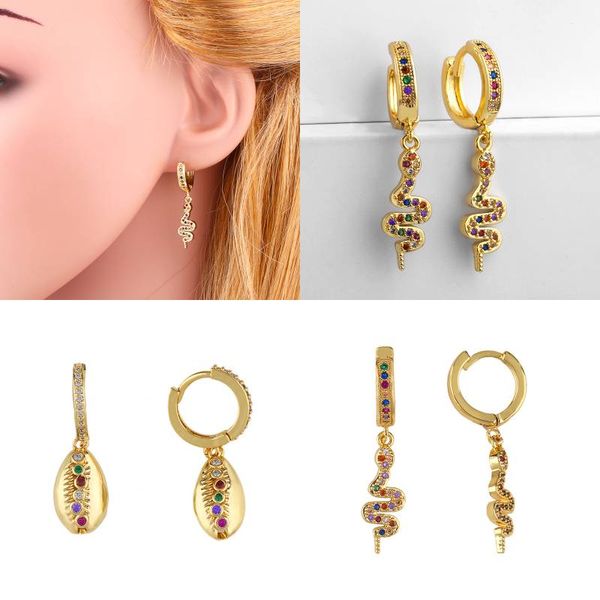 

rhinestone snake hoop earrings for women girls teens crystal shell earrings huggie dangle earring animal drop earring jewelry kimter-k171fa