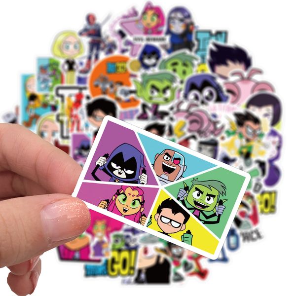 

50pcs/set new teen titans cartoon waterproof sticker for laptravel case bike skateboard car stickers