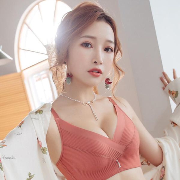 

mesh breathable push up bra, comfortable one-piece women underwear, underwear solid colored seamless women bras, Red;black