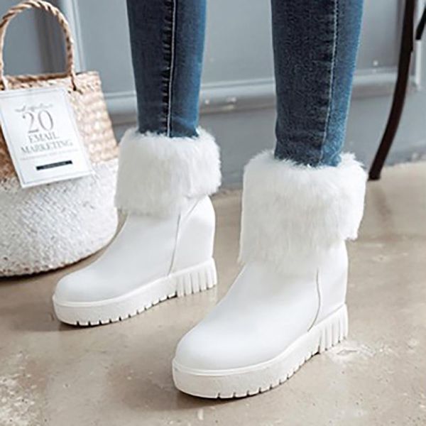 

boots snow flat winter ankle high heels wedges platform women shoes black white green fashion plush ladies