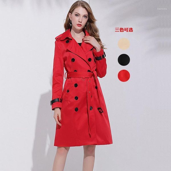 

quality undertakes to 2021 new autumn and winter classic british double-breasted trench coat of cultivate morality female long1, Tan;black