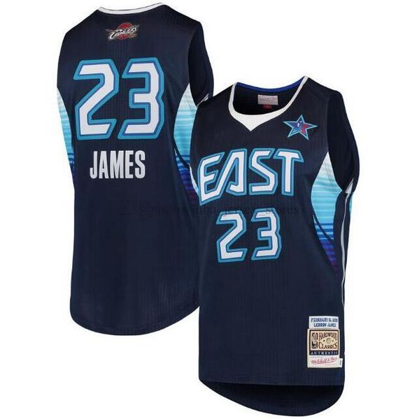 

Men Cleveland Cavaliers 23 LeBron James Mitchell & Ness Navy Hardwoods Classics 2009 nba All-Star Authentic Jersey, Black;red