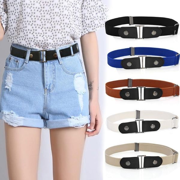 

women's buckle-elastic belts invisible belt for jeans no bulge hassle band fashion casual adjustable button canvas belt yl5, Black;brown