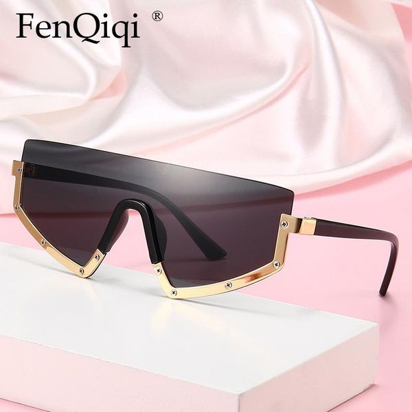 

new fashion one-piece sunglasses european and american trendy men and women hundred tower sunglasses, White;black