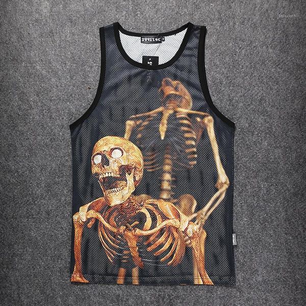 

wholesale- new fashion 3d men mesh vest hiphop three-dimensional pattern men' casual tank 1, White;black