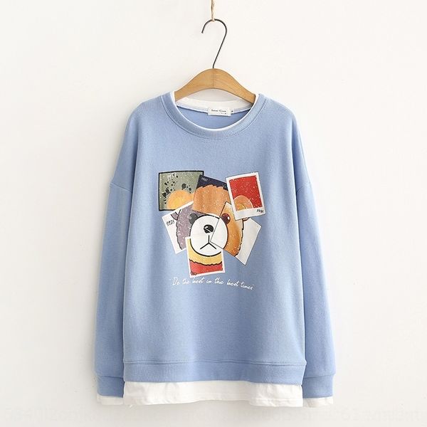 

1dpty 2020 весна женщин осень пальто детское topthin поддельные из двух частей свитер и свободный топ младший ученик средней e2i5a большой с, Black