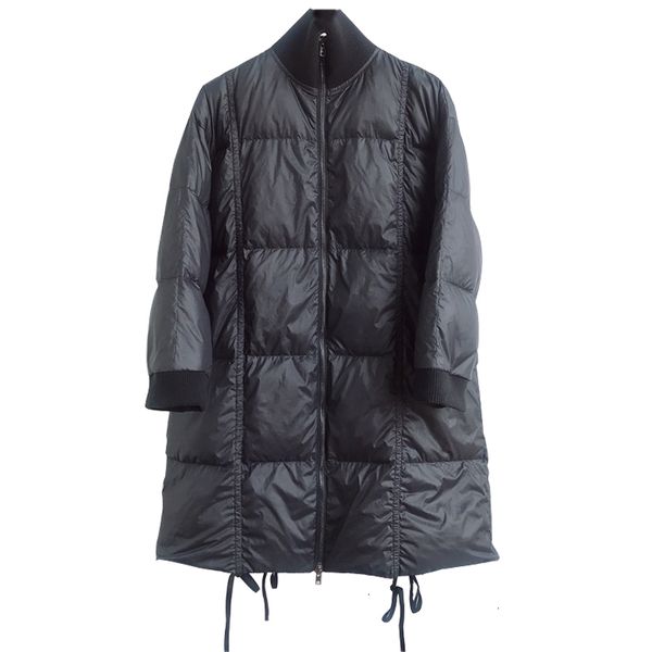 

long winter coat, large black dress, duck feather coat