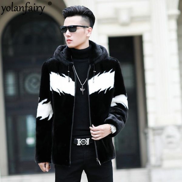 

natural coat 2020 real fur coat winter jacket men real shearling warm outwear for mens clothing veste homme m001 yy7391, Black