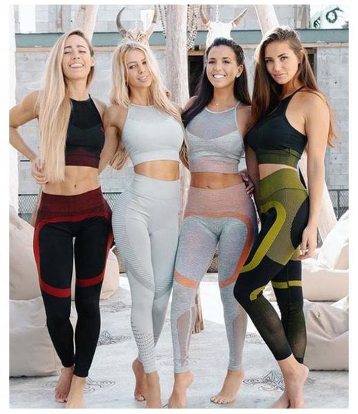 

yoga outfits svokor striped seamless 2 piece set sport for women long sleeve crop shirts high waist leggings set1, White;red